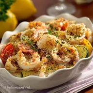 Calamari e gamberi gratinati con verdure Croccanti e veloci al forno