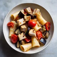 Paccheri con Pesce Spada Melanzane e Pomodorini