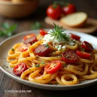 Pasta al Forno Salsiccia Peperoni e Feta Ricetta Mediterranea