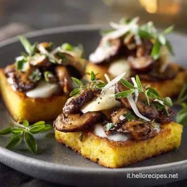 Antipasto: Crostini di Polenta con Funghi e Taleggio Scheda ricetta