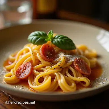 Bucatini con Zafferano Guanciale Croccante e Fiori di Zucca Scheda ricetta