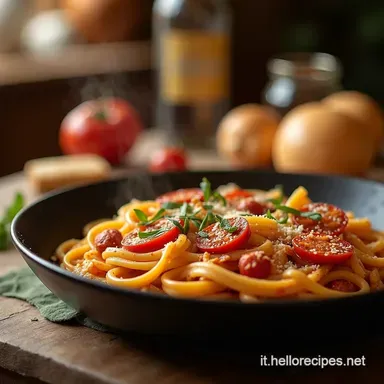 Pasta al Forno Salsiccia Peperoni e Feta Ricetta Mediterranea Scheda ricetta