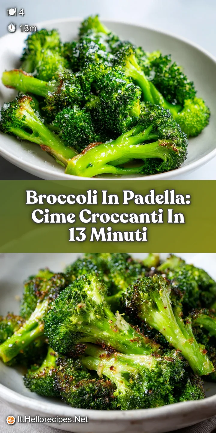 Close-up on saut&eacute;ed broccoli: Tender, glistening florets, vibrant green and slightly charred with visible garlic and chili...