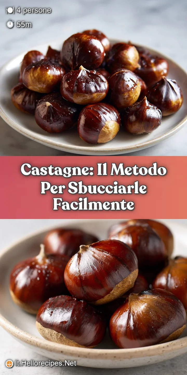 Close-up of a roasted chestnut, its charred shell cracked open, showing the creamy white nut inside, ready to be peeled an...