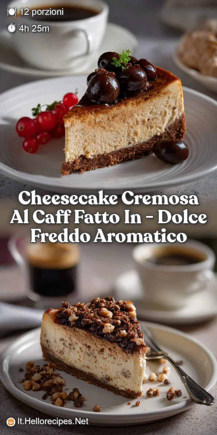 Close-up shot reveals the moist, airy texture of the cheesecake, showcasing the rich, dark coffee swirls against a creamy ...
