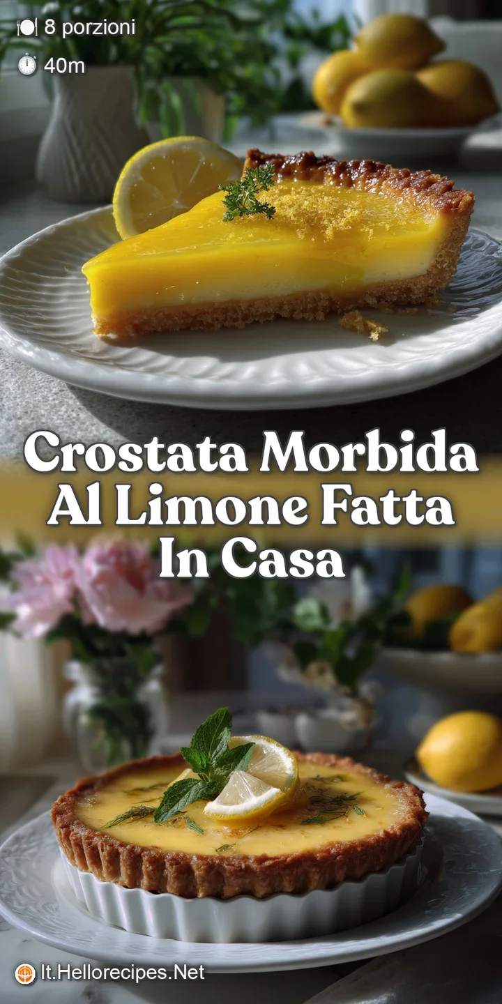 Close-up of a luscious lemon crostata with a glistening surface. The bright yellow filling and flaky crust promise a delig...