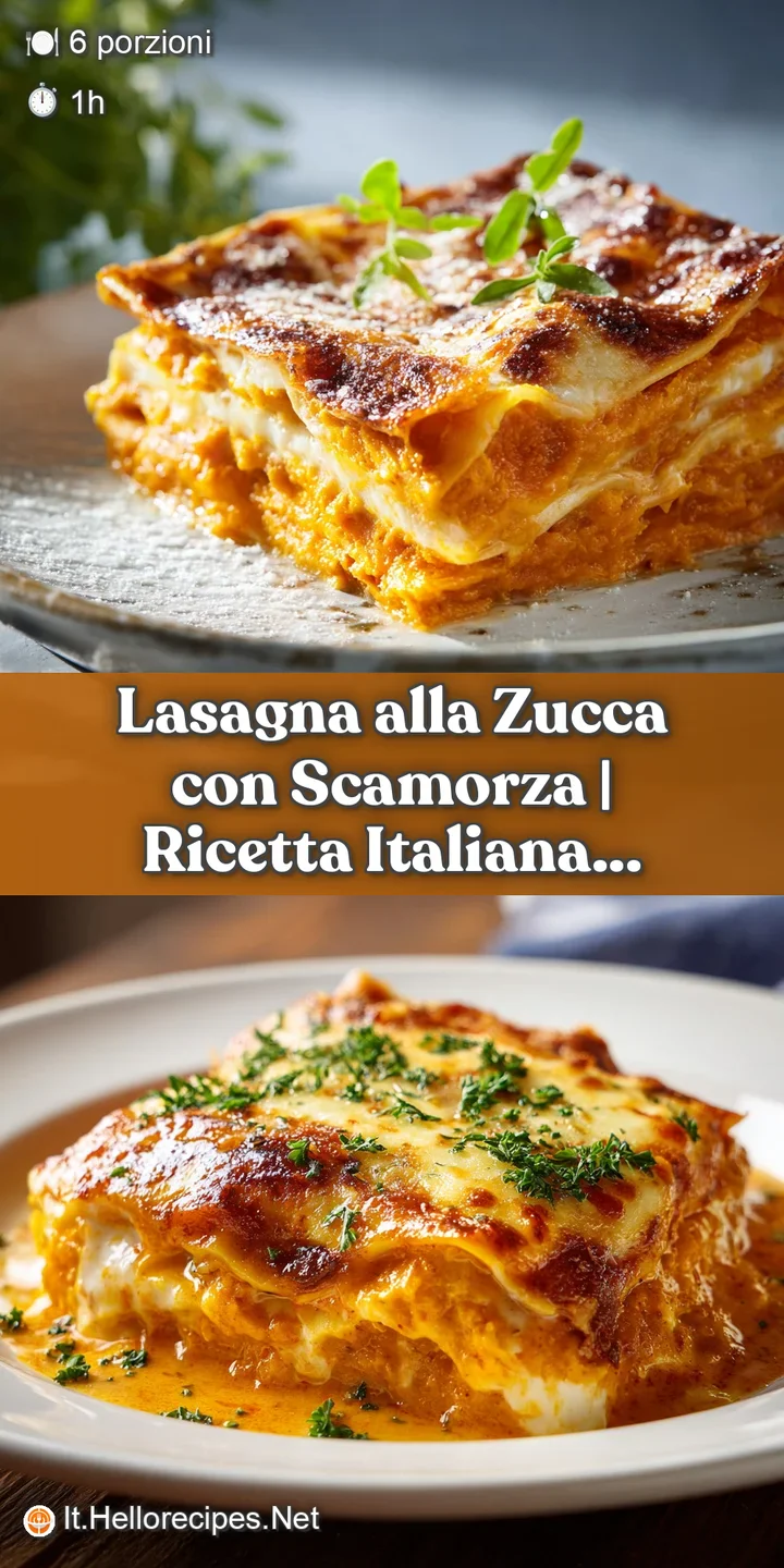 Close-up of creamy, decadent lasagna with melted cheese and a rich orange squash filling. Steaming and inviting, ready to ...