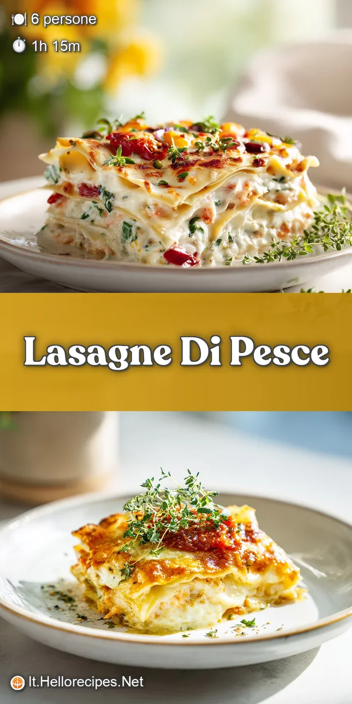 Creamy, close-up view of seafood lasagna, highlighting golden crust and visible layers. Steam rises from the rich and flav...