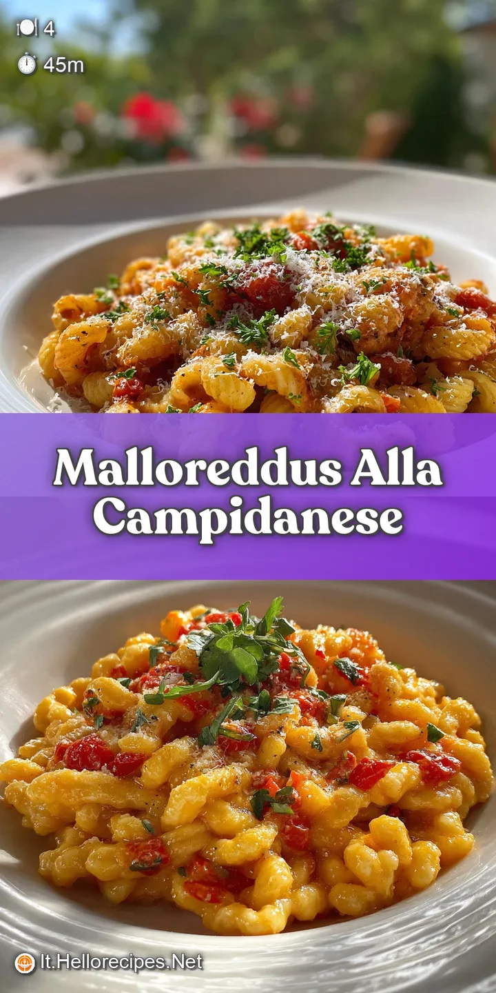 Close-up reveals textured Sardinian gnocchi glossed with rich sauce, savory sausage bits, and fragrant pecorino cheese.