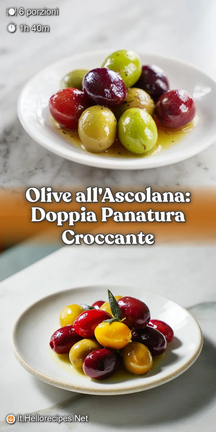 Close-up of a juicy, golden-fried olive, its crispy exterior hinting at the savory, meaty filling within.