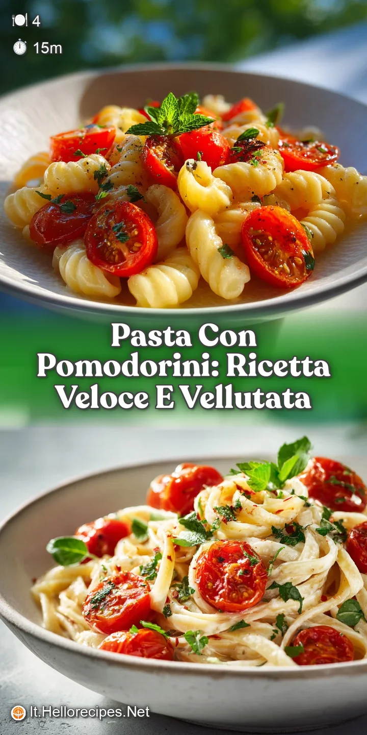 Close-up capturing the juicy burst of a cherry tomato on pasta. Steam rises, hinting at warmth and fresh, vibrant flavors.