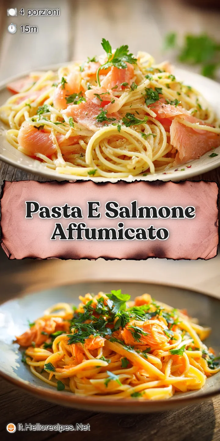 Close-up of pasta strands coated in rich sauce, flecked with salmon, offering an appetizing texture and inviting aroma.