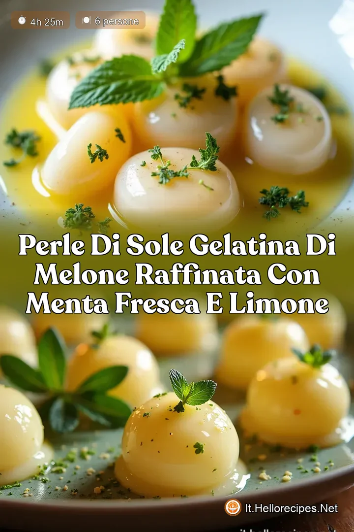 Perle di Sole Gelatina di Melone Raffinata con Menta Fresca e Limone