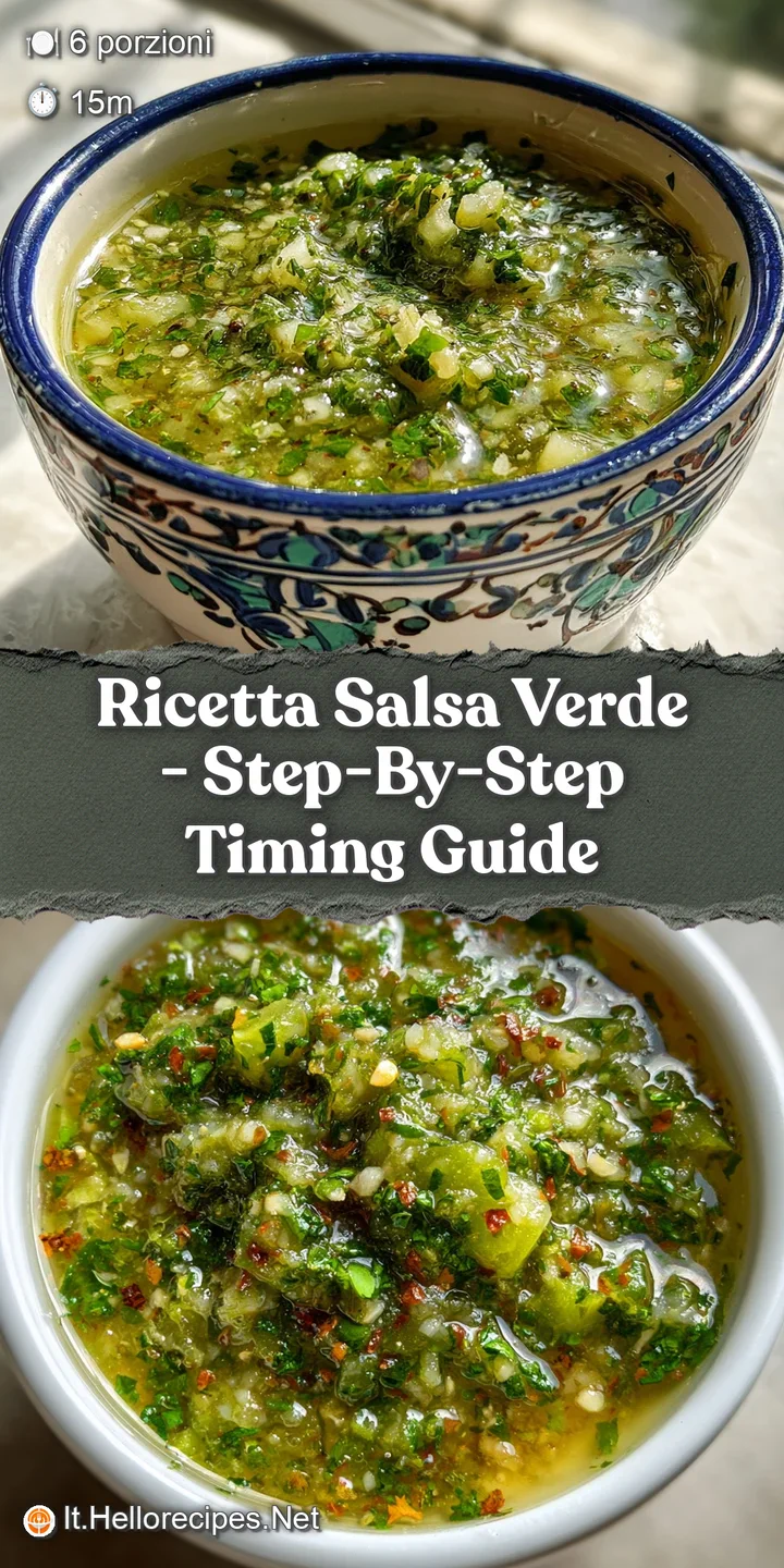 Close-up of bright green salsa verde; fresh herbs and olive oil glisten. Inviting, textured sauce with visible pepper flakes.