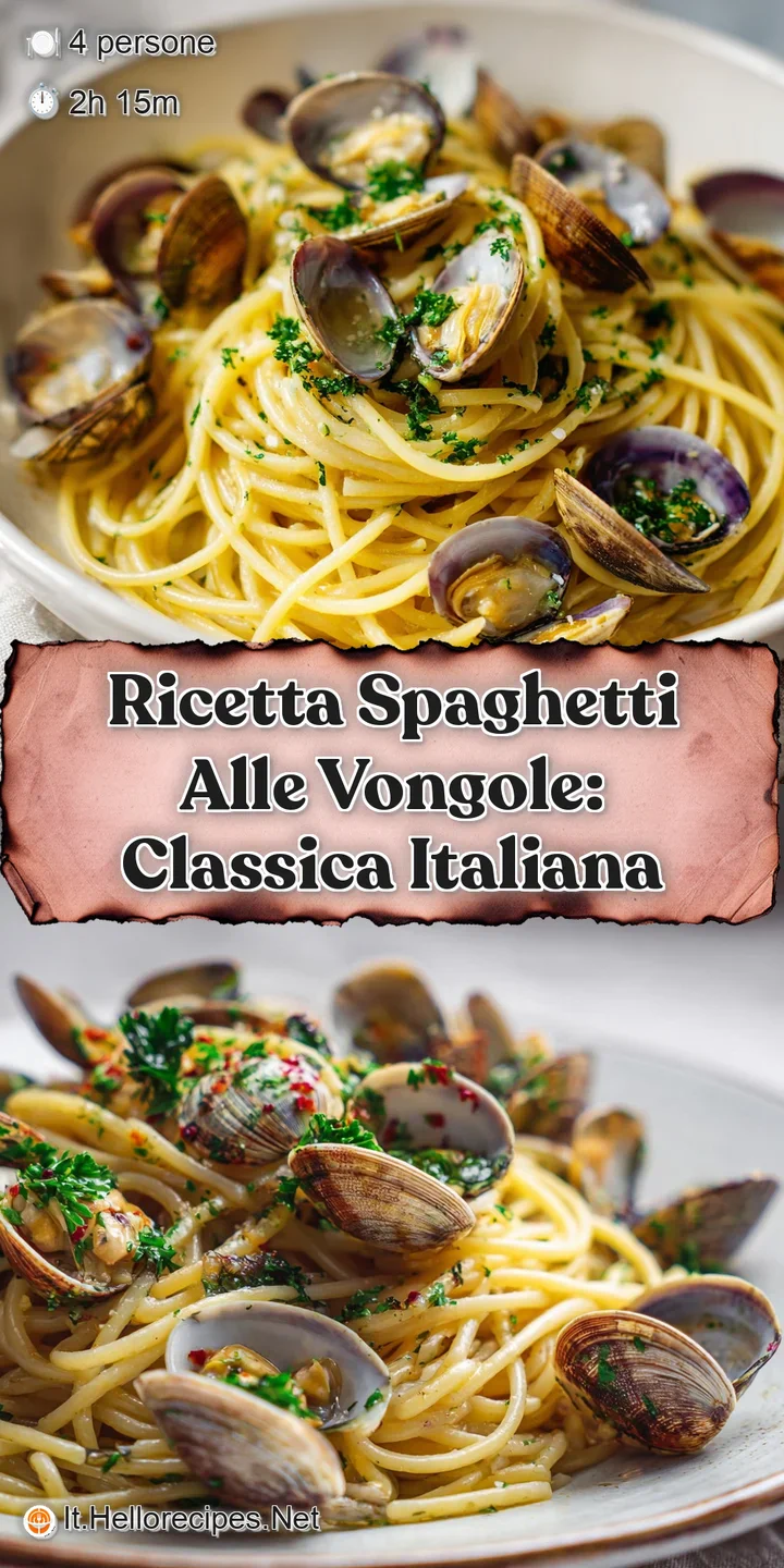 Close-up of spaghetti alle vongole showcasing al dente pasta with juicy clams in a light, glistening, flavorful sauce.