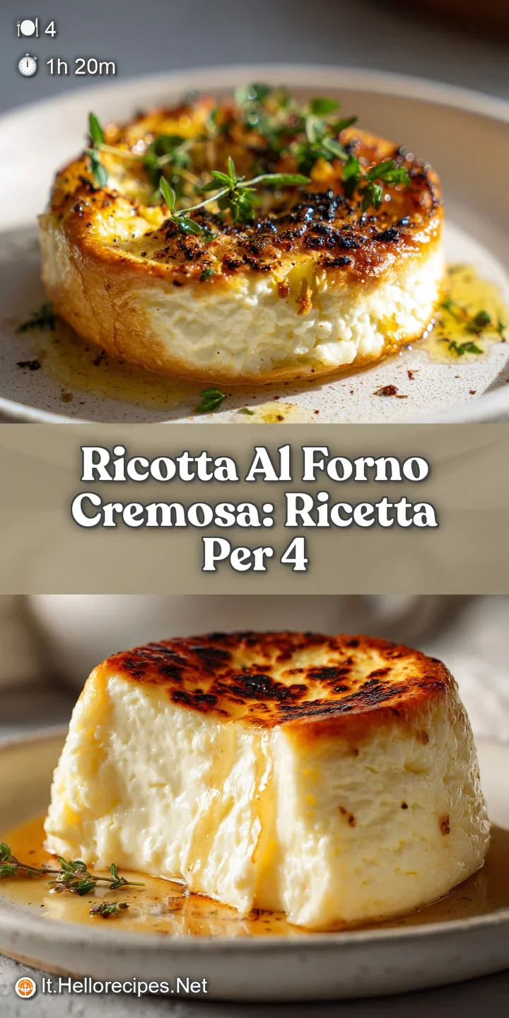 Close-up of creamy baked ricotta, showcasing its golden crust and soft, pillowy texture. Hints of herbs and olive oil.