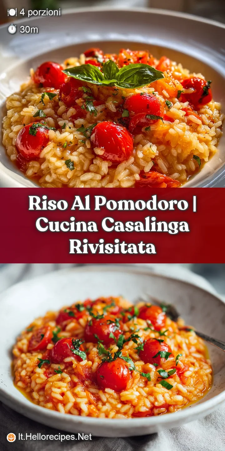 Close-up of velvety smooth tomato risotto, showcasing the rich texture and vibrant color, topped with a drizzle of golden ...