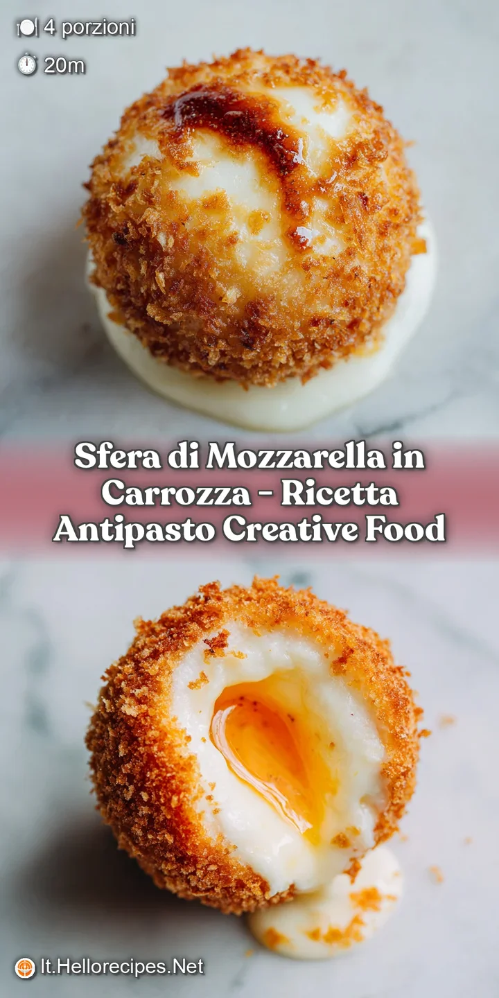 Close-up of a golden-brown, crispy fried mozzarella ball, revealing molten cheese inside.