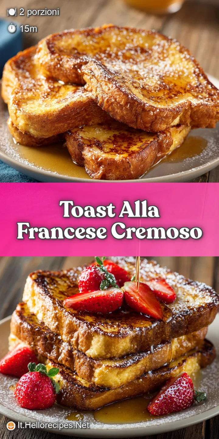 Close-up of soft French toast with caramelized edges. Steam suggests warmth, while a light dusting of sugar adds a delicat...