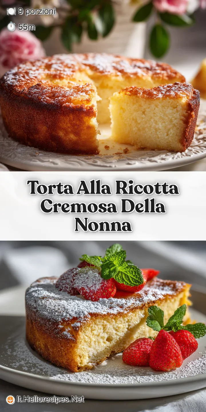 Close-up reveals the velvety texture of a ricotta cake, lightly golden, promising a melt-in-your-mouth experience.