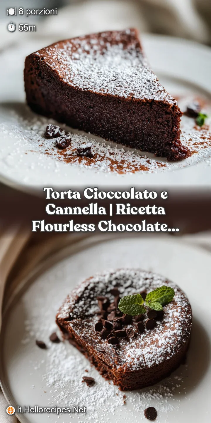 Close-up of moist, dark chocolate cake with visible cinnamon specks and a glistening glaze.