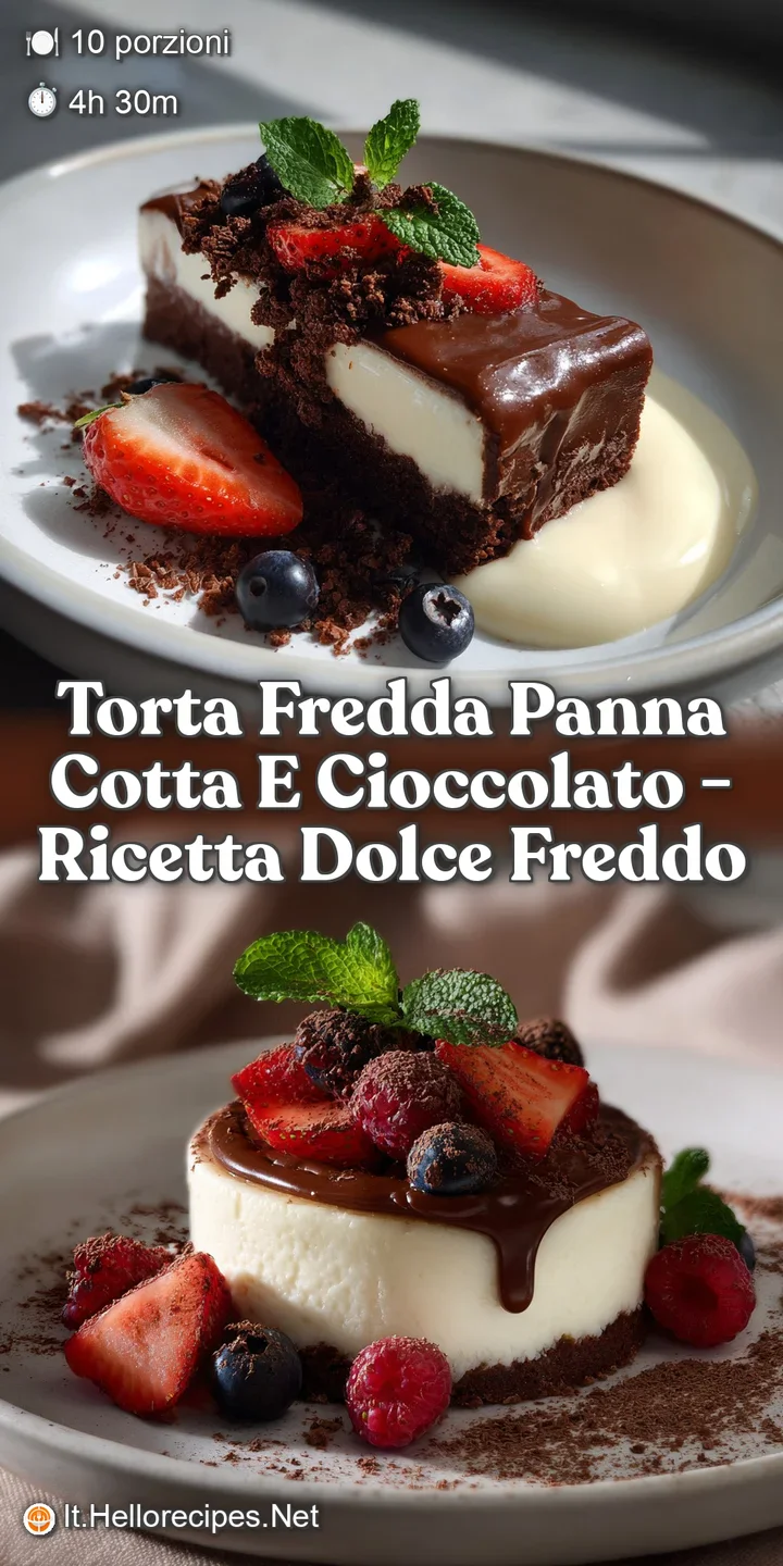 Close-up of a glossy chocolate ganache cascading over creamy panna cotta, showcasing a delightful swirl of textures. Tempt...