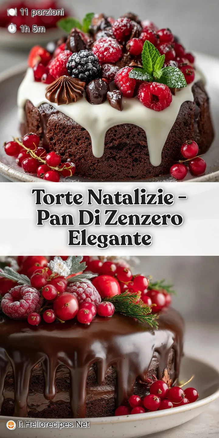 Close-up of gingerbread torte highlighting the warm spice tones, soft frosting, and crisp, ornate gingerbread cookie accents.