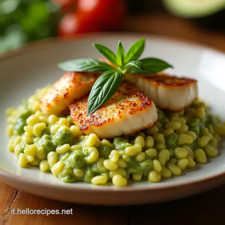 Baccal&agrave; Al Vapore Avocado Soave E Salsa Di Anguria Estiva presentation