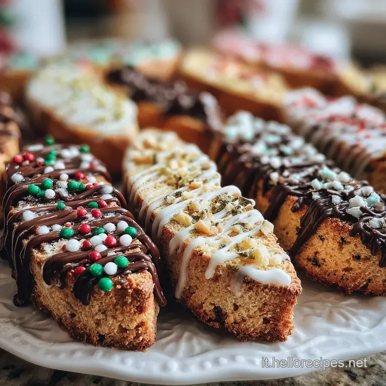 Arrangement of biscotti on a plate, paired with a steaming cup; a festive holiday setting evokes warmth and the pleasure o...