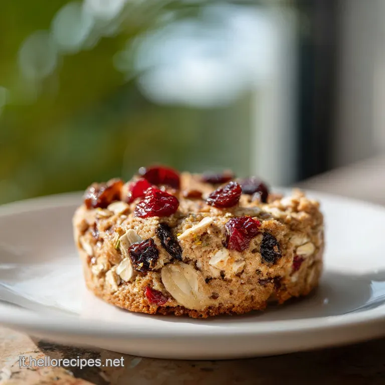 Crispy oat fruit biscotti arranged artfully on a white plate with a dusting of powdered sugar and fresh mint.