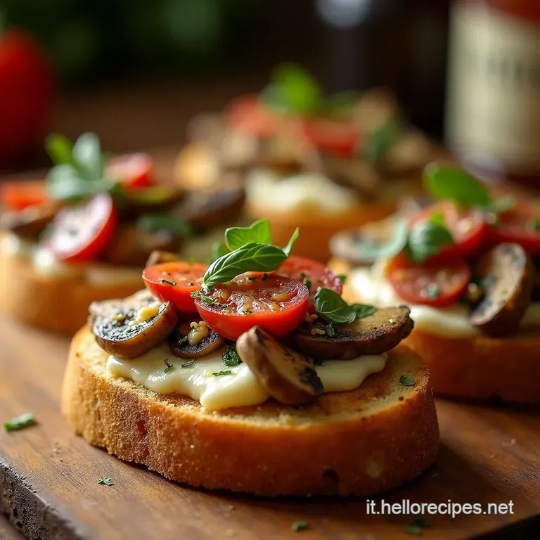 Bruschetta Regale Funghi Saltati E Fontina Filante Al Forno presentation
