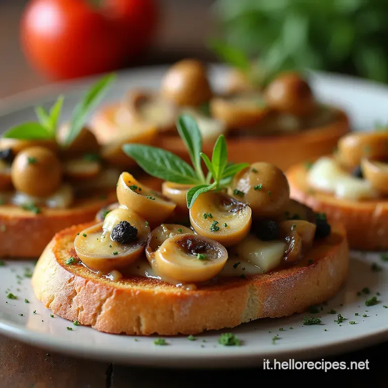 Bruschetta Regale Funghi Saltati e Fontina Filante al Forno