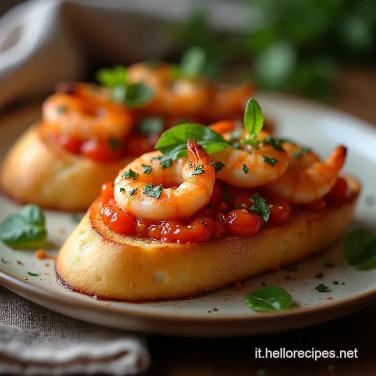 Bruschette Croccanti ai Gamberi in Salsa alla Busara LEstate in un Boccone