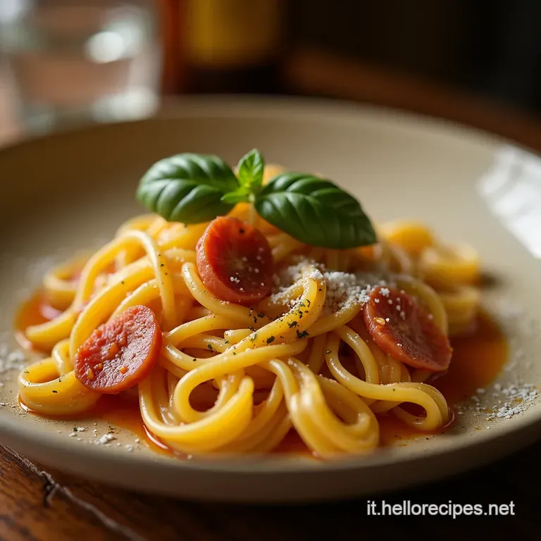 Bucatini Reali Loro Di Roma Con Guanciale Croccante E Fiori Di Zucca Profumati presentation