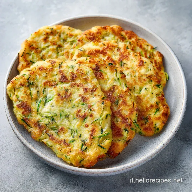 Piatto bianco con una focaccia sottile e tostata, decorata con zucchine verde brillante e un pizzico di erbe aromatiche.
