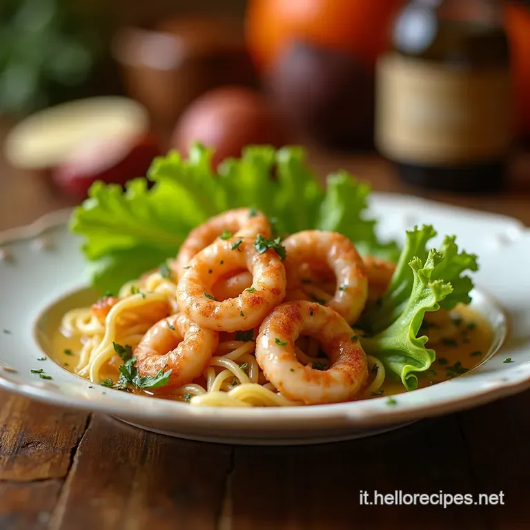 Ciuffi Di Calamari Croccanti Su Letto Di Insalata Fresca presentation