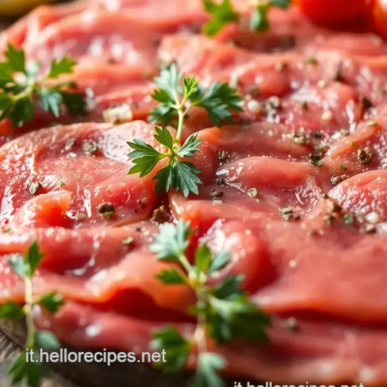 Classic Beef Carpaccio with Arugula and Parmesan presentation