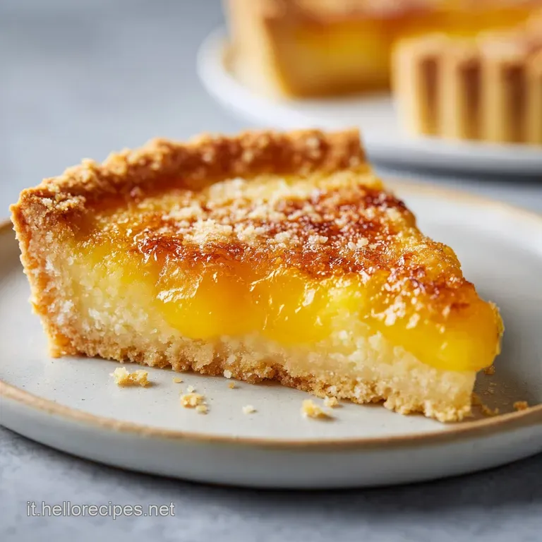 Slice of Nonna's crostata on a delicate plate. The crust is flaky and inviting, jam filling colorful. Ready to eat, fork i...