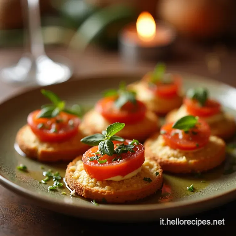 Crostini Scrocchiarelli Con Lenticchie Al Balsamico E Ricotta Affumicata presentation