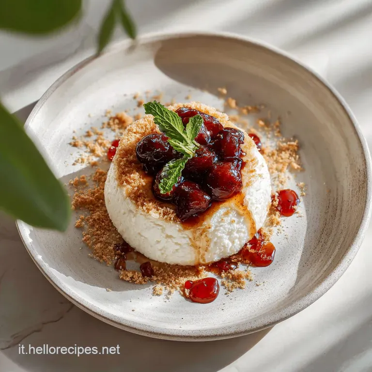 A slice revealing creamy caramel-soaked layers, garnished with a delicate dusting of cocoa.