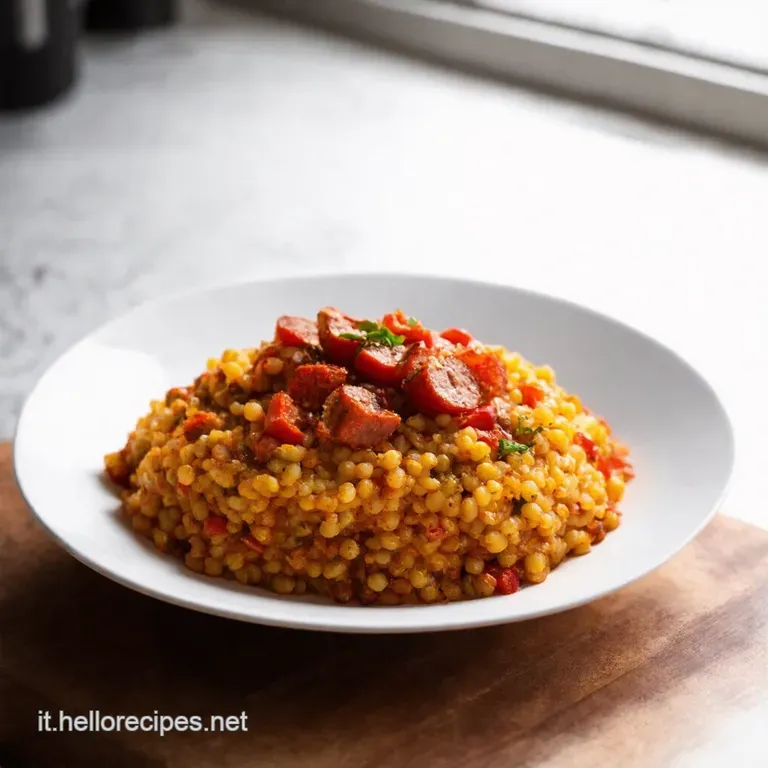 Fregola Sarda Risottata Alla Salsiccia E Pomodori Secchi Profumata Al Mirto presentation