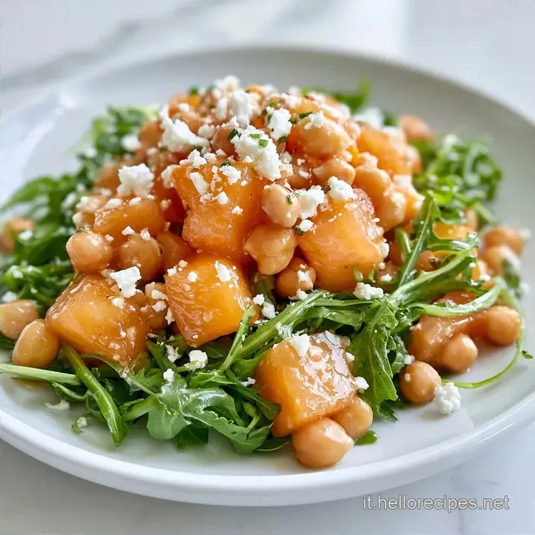 Insalata Ceci Melone con Feta e Rucola