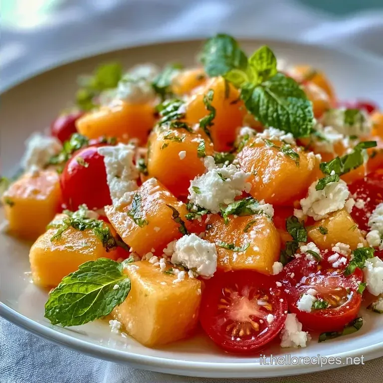 Insalata Di Melone Con Feta E Pomodorini