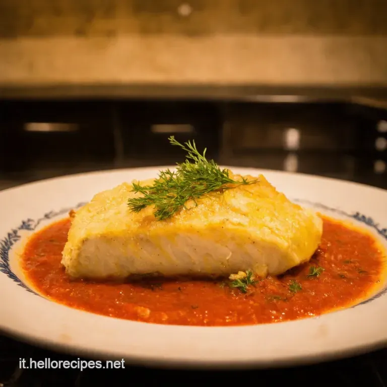 Merluzzo in Padella Alla Livornese presentation