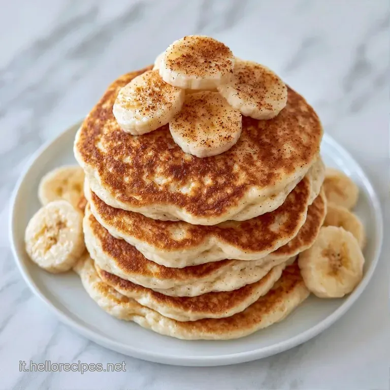Pancake soffici disposti su un piatto bianco, decorati con mirtilli blu e una spolverata di zucchero a velo bianco.