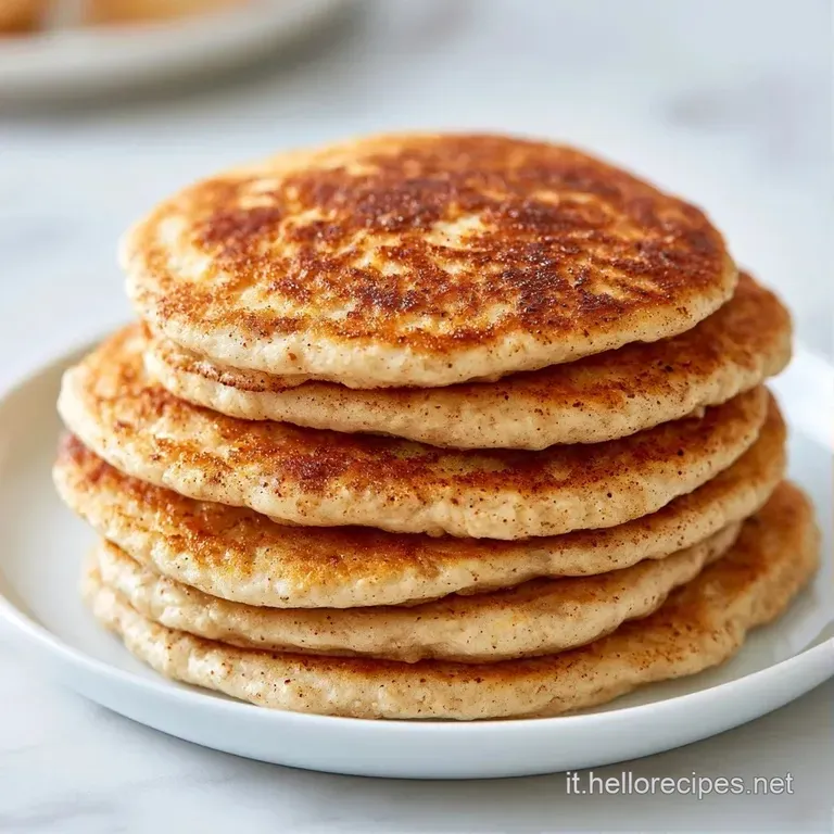 Pancake beige e spugnosi su piatto bianco, decorati con fragole rosse fresche e un filo di miele ambrato e viscoso.