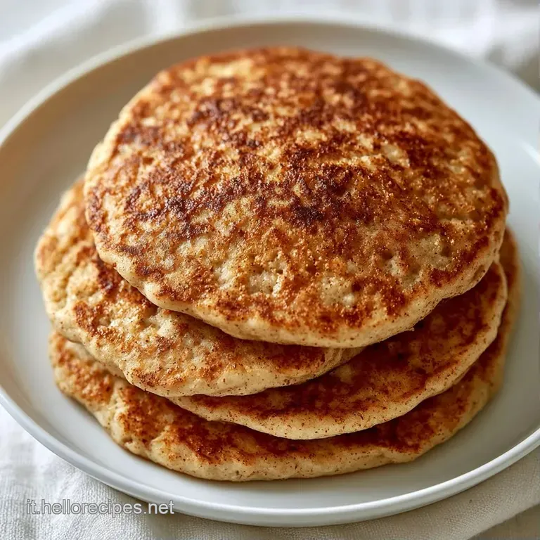 Pancake rotondi su piatto bianco, decorati con fragole rosse a fette, noci croccanti e una spolverata di zucchero a velo.