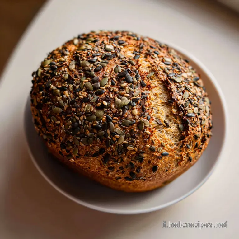 Fette di pane denso e dorato disposte con cura, con semi tostati visibili nella mollica, su un tovagliolo di lino.