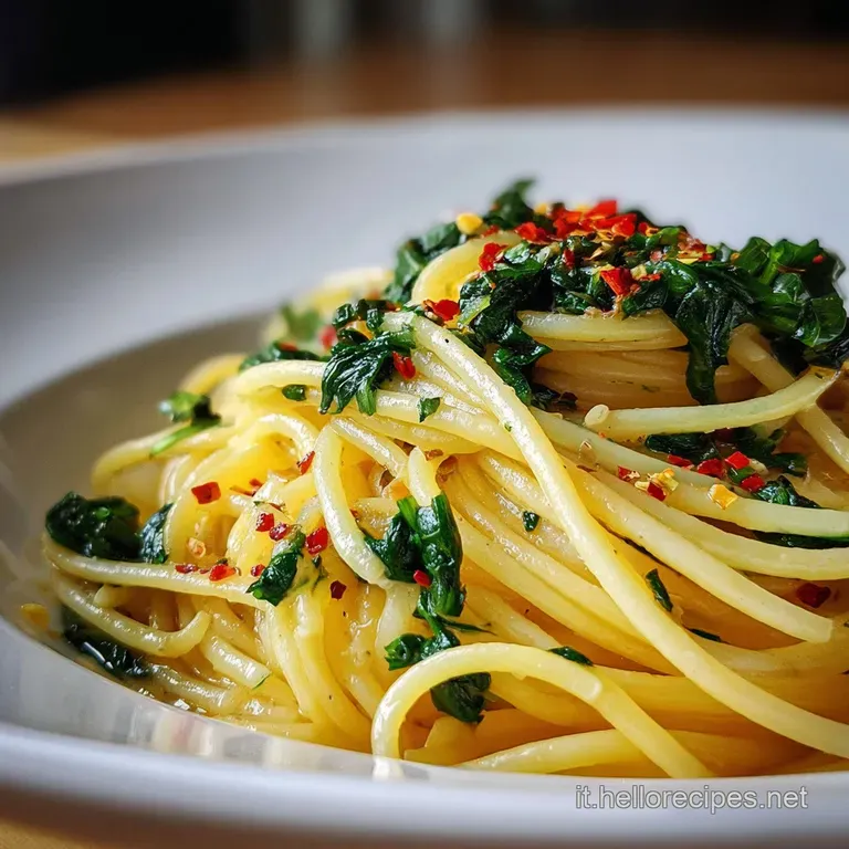 Elegant plate of spinach pasta, garnished with cracked black pepper and a drizzle of olive oil. Fresh and inviting.