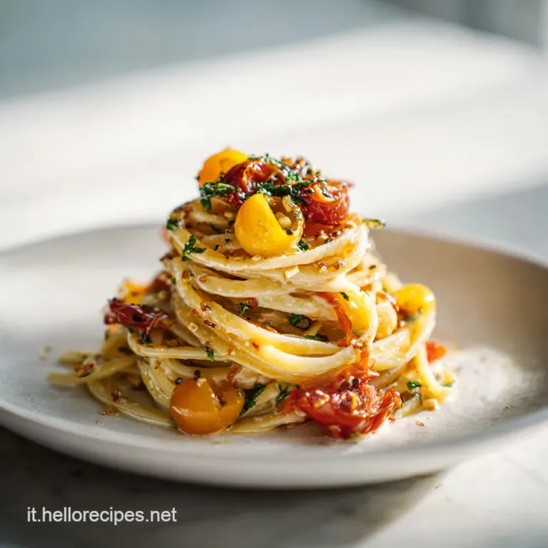 Elegant bowl of chilled pasta salad, adorned with fresh basil leaves and grated Parmesan.